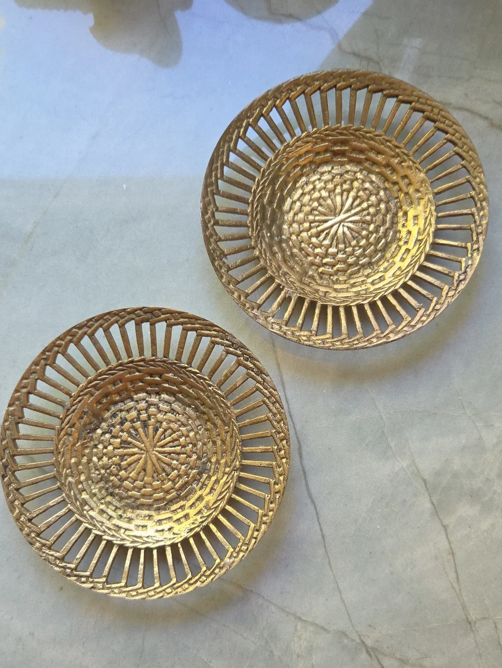 Brass Candle Holders or Trinket Tray - Set of 2